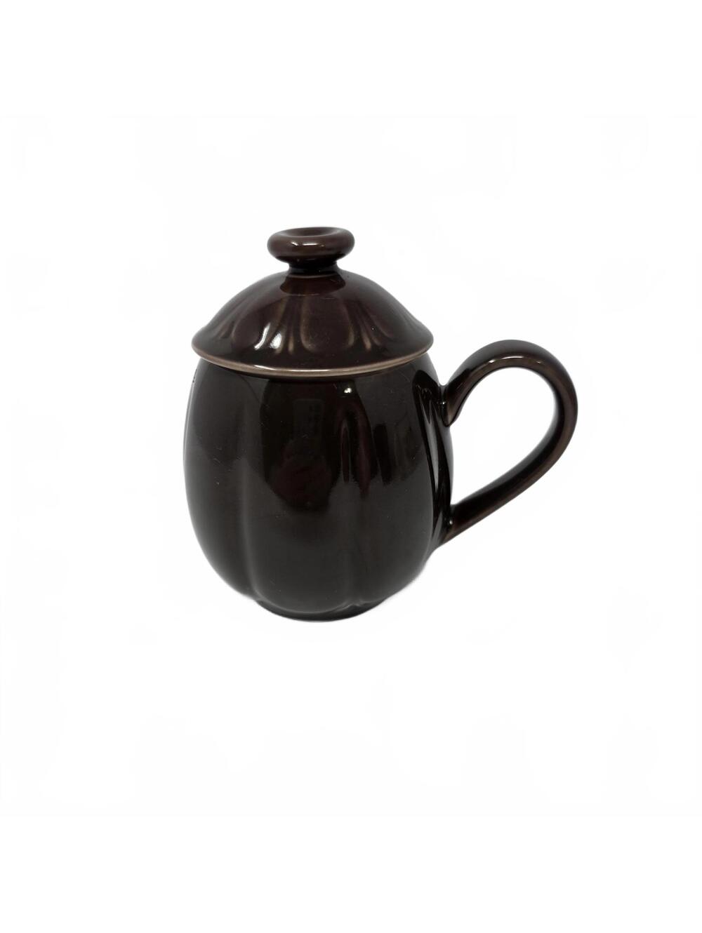 Teavana Dark Brown Porcelain Tea Mug with Lid NO INFUSER